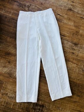 Men's Armani Collezioni White linen blend trouser size 34